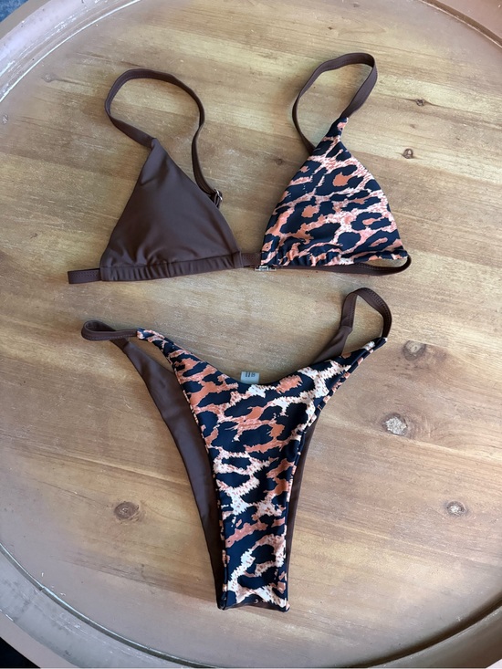 Amazon Other - Amazon Brown & Leopard-Print Triangle Bikini Set